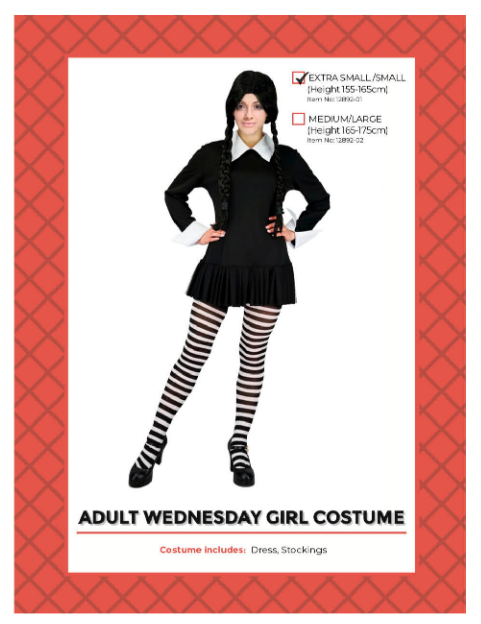 Adult Wednesday Girl Costume(XS/S)